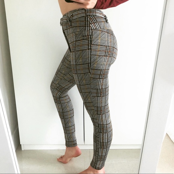 Pants - NWT belted high waisted plaid skinny pants